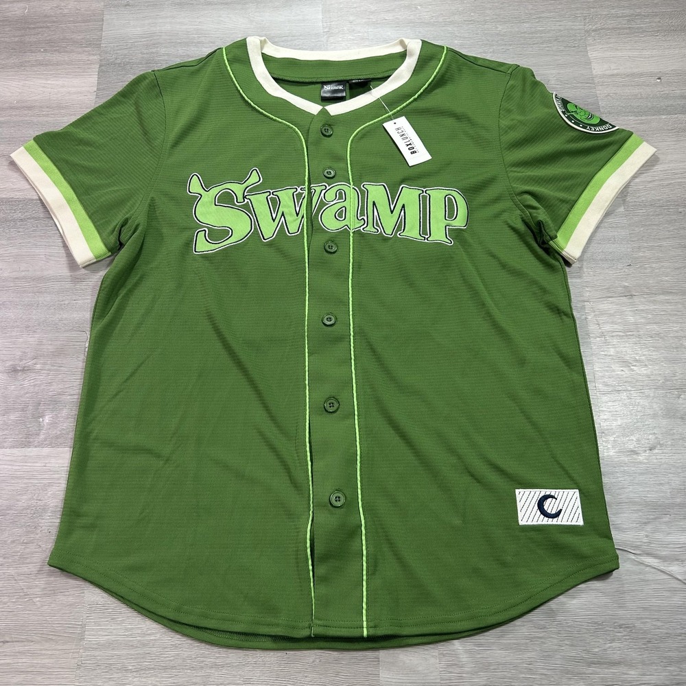 Shrek Swamp Jersey Shirt Mens Medium Green Short Sleeve Basketball BoxLunch